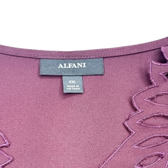 Plus Size- Alfani Laser Cut Plum Blouse - Size XXL - Picture 6 of 9